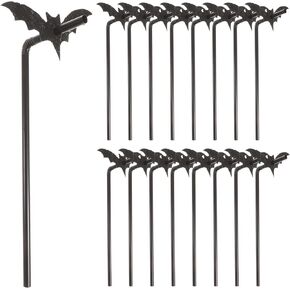 Amosfun 50 Sets Bat Straws Plastic Straws for Drinking Halloween Party Supplies