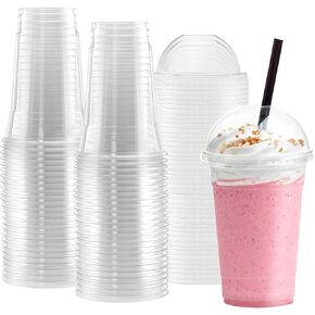 Netko Plastic Cups with Dome Lids 50 Sets Of 16 OZ Cups with Lids