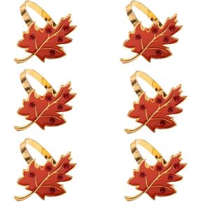 Leadigol Maple Leaf Napkin Rings of 6, Napkin Holder Kitchen Thanksgiving Napkin Rings for Thanksgiving Wedding Party Dinner Decor