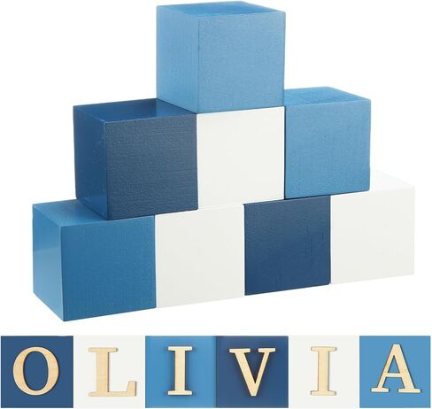 8 Pcs Custom Wooden Name Sign 8 Letter Baby Blocks and 78 Wooden Letter Nursery Name Wooden Cubes Baby Wooden Blocks for Nursery Montessori Baby Shower Name Alphabet Wood Signs in Kuwait