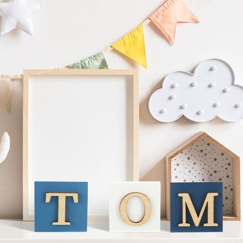 8 Pcs Custom Wooden Name Sign 8 Letter Baby Blocks and 78 Wooden Letter Nursery Name Wooden Cubes Baby Wooden Blocks for Nursery Montessori Baby Shower Name Alphabet Wood Signs in Kuwait