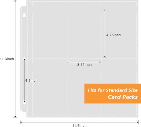 حافظة معززة، صفحة حماية مكونة من 6 جيوب متوافقة مع 3 حلقات، تناسب الحجم القياسي للرياضات MTG TCG Booster Packs Display Storage in Kuwait