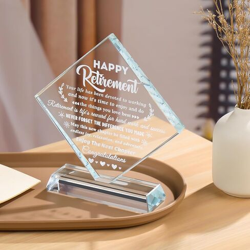YWHL Retirement Gifts for Woman Men, Best Happy Retirement Plaque for Retiree, Crystal Retirement Gift Ideas for Boss Coworker, Going Away Farewell Gift for Teacher Doctors Friends in Saudi Arabia
