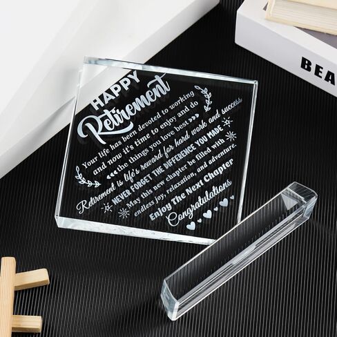 YWHL Retirement Gifts for Woman Men, Best Happy Retirement Plaque for Retiree, Crystal Retirement Gift Ideas for Boss Coworker, Going Away Farewell Gift for Teacher Doctors Friends in Saudi Arabia