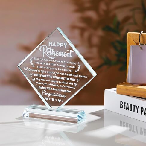YWHL Retirement Gifts for Woman Men, Best Happy Retirement Plaque for Retiree, Crystal Retirement Gift Ideas for Boss Coworker, Going Away Farewell Gift for Teacher Doctors Friends in Saudi Arabia