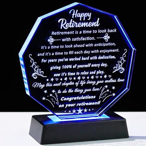 YWHL Retirement Gifts for Woman Men, Best Happy Retirement Plaque for Retiree, Crystal Retirement Gift Ideas for Boss Coworker, Going Away Farewell Gift for Teacher Doctors Friends in Saudi Arabia
