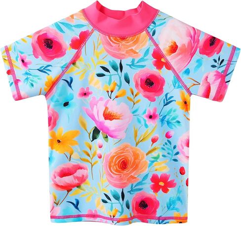 Girls Two Piece Swimsuit Floral UPF 50+ Rash Guard Set Kids Beach Swimwear in Saudi Arabia