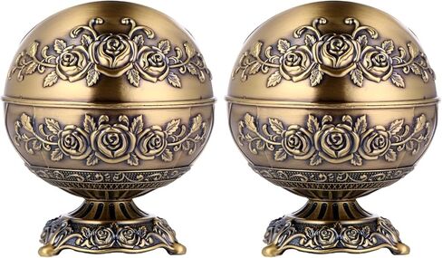 FRCOLOR 2 Pcs Vintage Windproof Ashtray with Lid Smoking Ash tray Holder Cigarettes Ashtray for Outdoors Indoors in Saudi Arabia