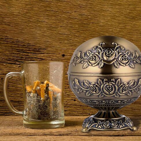 FRCOLOR 2 Pcs Vintage Windproof Ashtray with Lid Smoking Ash tray Holder Cigarettes Ashtray for Outdoors Indoors in Saudi Arabia