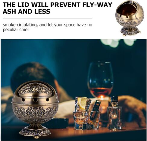 FRCOLOR 2 Pcs Vintage Windproof Ashtray with Lid Smoking Ash tray Holder Cigarettes Ashtray for Outdoors Indoors in Saudi Arabia