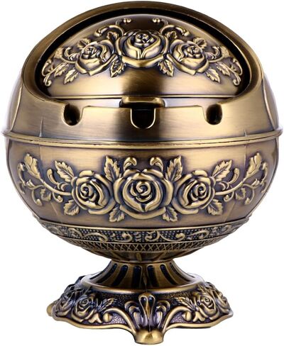 FRCOLOR 2 Pcs Vintage Windproof Ashtray with Lid Smoking Ash tray Holder Cigarettes Ashtray for Outdoors Indoors in Saudi Arabia