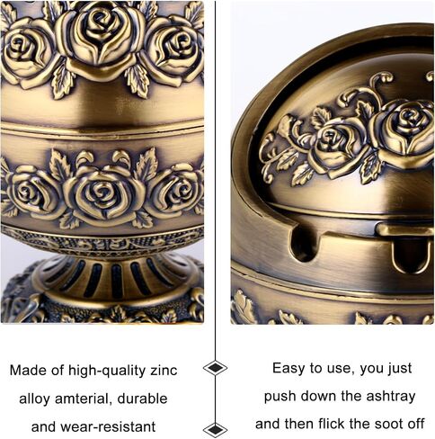 FRCOLOR 2 Pcs Vintage Windproof Ashtray with Lid Smoking Ash tray Holder Cigarettes Ashtray for Outdoors Indoors in Saudi Arabia