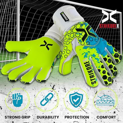Wild Hawk Professional Goalie Gloves (Sizes 7-10) Pro Fingersaves & 4+3mm Contact Grip | High Performance Pro-Level Goalkeeper Gloves | Based in The USA in Saudi Arabia