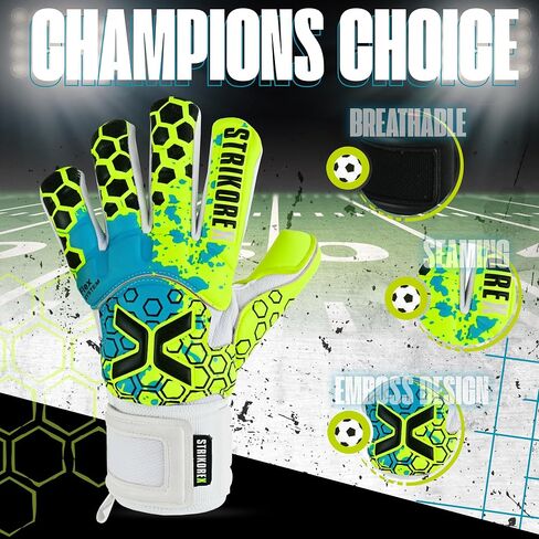 Wild Hawk Professional Goalie Gloves (Sizes 7-10) Pro Fingersaves & 4+3mm Contact Grip | High Performance Pro-Level Goalkeeper Gloves | Based in The USA in Saudi Arabia