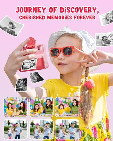 Kids Camera Instant Print, Christmas Birthday Gifts for Toddle Girls Boys Age 3-12, 24MP & 1080P Selfie Digital Camera with 3 Roll No-Ink Print Paper 32G SD Card - Black in Saudi Arabia