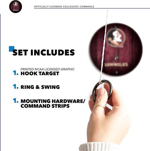 Wild Sports Solid Wood College Hook & Ring Toss Set with Direct Print HD Team Graphics – Easy Hang Hook and Ring Toss Target – Great Gift for Any NCAA Fan! in Kuwait