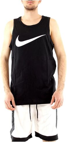 Nike Sportswear Men's Graphic Tank Top Sleeveless (Medium, Black/White Swoosh) in Saudi Arabia