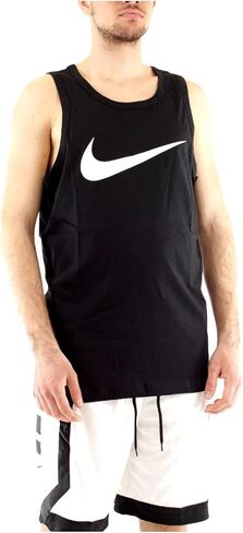 Nike Sportswear Men's Graphic Tank Top Sleeveless (Medium, Black/White Swoosh) in Saudi Arabia