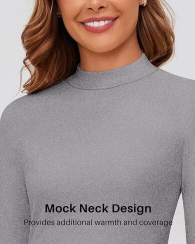 WOWENY Mock Neck Thermal Underwear Set For Women Long Johns Base Layer Fleece Lined Top And Bottom Cold Weather in Kuwait
