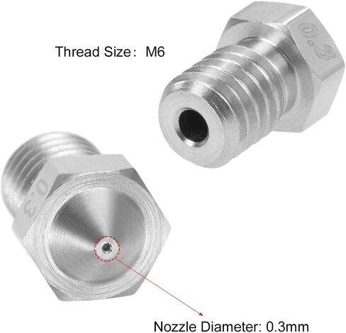 uxcell 0.5mm 3D Printer Nozzle Head M6 Thread Replacement, Stainless Steel 4pcs in Saudi Arabia