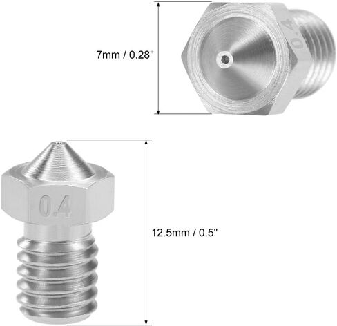 uxcell 0.5mm 3D Printer Nozzle Head M6 Thread Replacement, Stainless Steel 4pcs in Saudi Arabia