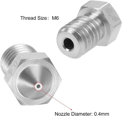 uxcell 0.5mm 3D Printer Nozzle Head M6 Thread Replacement, Stainless Steel 4pcs in Saudi Arabia