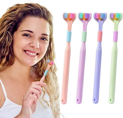 JTLB Pack of 4 Three-Sided Toothbrushes Soft Bristle Toothbrush for Adults V-Shaped Toothbrush Non-Slip Cleaning Toothbrush in Saudi Arabia