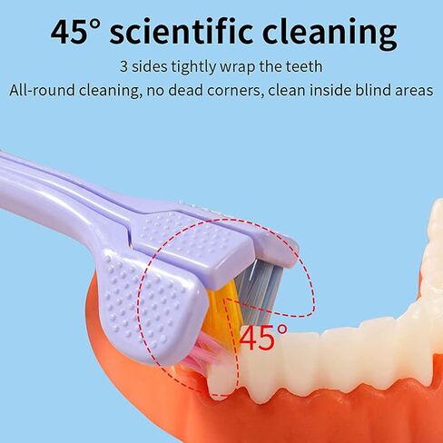 JTLB Pack of 4 Three-Sided Toothbrushes Soft Bristle Toothbrush for Adults V-Shaped Toothbrush Non-Slip Cleaning Toothbrush in Saudi Arabia