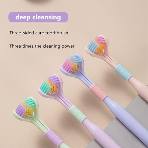 JTLB Pack of 4 Three-Sided Toothbrushes Soft Bristle Toothbrush for Adults V-Shaped Toothbrush Non-Slip Cleaning Toothbrush in Saudi Arabia