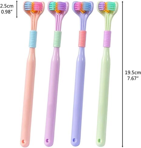 JTLB Pack of 4 Three-Sided Toothbrushes Soft Bristle Toothbrush for Adults V-Shaped Toothbrush Non-Slip Cleaning Toothbrush in Saudi Arabia