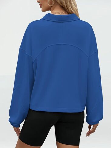 Wenlia Womens Lightweight Sweatshirt Casual High Neck 1/4 Zipper Long Sleeve Drawstring Sweatshirts with Pockets in Saudi Arabia