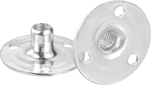 uxcell M6 Brad Hole Tee Nut, 12pcs Carbon Steel Round Base Screw-in T-Nuts Furniture Hardware Flange Female Thread Insert Nuts, M6x28x1.2mm in Saudi Arabia