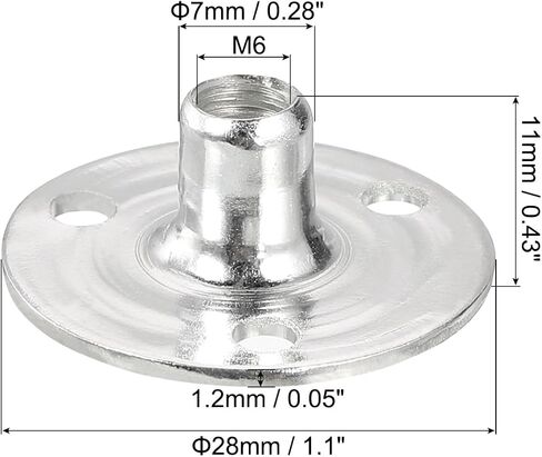 uxcell M6 Brad Hole Tee Nut, 12pcs Carbon Steel Round Base Screw-in T-Nuts Furniture Hardware Flange Female Thread Insert Nuts, M6x28x1.2mm in Saudi Arabia