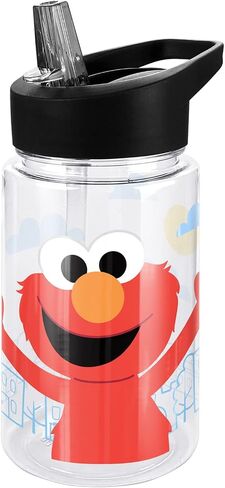 زجاجة مياه بلاستيكية من LOGOVISION Sesame Street Kids Tritan مع غطاء ومقبض من القش، كوب قابل لإعادة الاستخدام للأطفال الصغار، للجنسين للفتيات والفتيان، 12oz، Big Elmo in Saudi Arabia