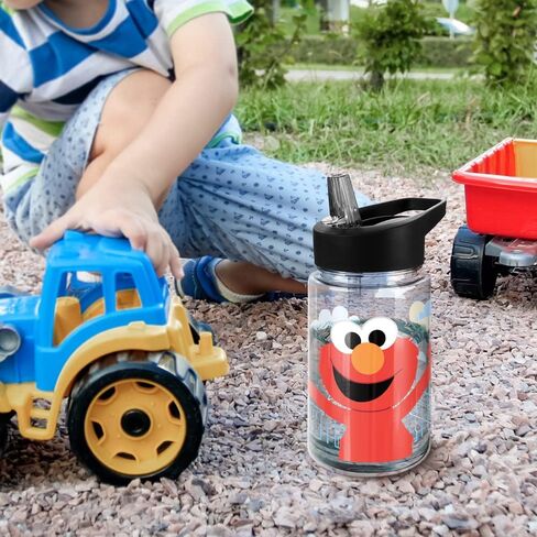 زجاجة مياه بلاستيكية من LOGOVISION Sesame Street Kids Tritan مع غطاء ومقبض من القش، كوب قابل لإعادة الاستخدام للأطفال الصغار، للجنسين للفتيات والفتيان، 12oz، Big Elmo in Saudi Arabia