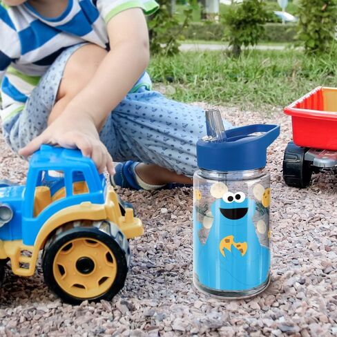 زجاجة مياه بلاستيكية من LOGOVISION Sesame Street Kids Tritan مع غطاء ومقبض من القش، كوب قابل لإعادة الاستخدام للأطفال الصغار، للجنسين للفتيات والفتيان، 12oz، Big Elmo in Saudi Arabia