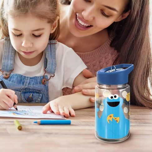 زجاجة مياه بلاستيكية من LOGOVISION Sesame Street Kids Tritan مع غطاء ومقبض من القش، كوب قابل لإعادة الاستخدام للأطفال الصغار، للجنسين للفتيات والفتيان، 12oz، Big Elmo in Saudi Arabia