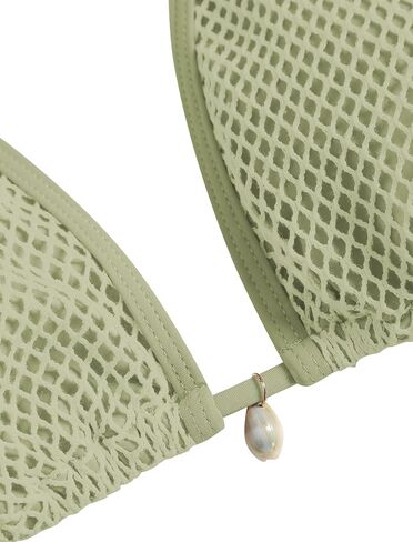 ZAFUL Women's Triangle Bikini Multiway Fishnet Tie Side Bandeau Halter String Bikini Set Two Piece Swimsuit Bathing Suits (1a-Light Green, M) in Saudi Arabia