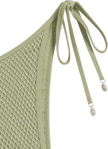 ZAFUL Women's Triangle Bikini Multiway Fishnet Tie Side Bandeau Halter String Bikini Set Two Piece Swimsuit Bathing Suits (1a-Light Green, M) in Saudi Arabia