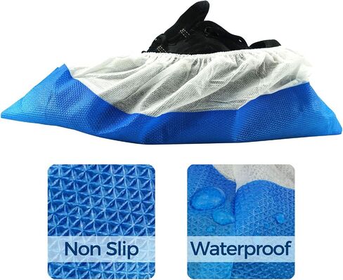 OhanaPro Premium Disposable Non Slip Boot & Shoe Covers - Pack of 50 - Waterproof Double Layer Bottom - Extra Thick, Durable, Recyclable - One Size Fits Most in Saudi Arabia