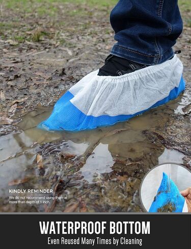 OhanaPro Premium Disposable Non Slip Boot & Shoe Covers - Pack of 50 - Waterproof Double Layer Bottom - Extra Thick, Durable, Recyclable - One Size Fits Most in Saudi Arabia