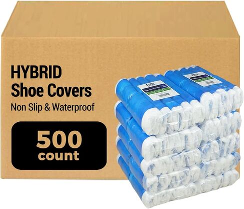 OhanaPro Premium Disposable Non Slip Boot & Shoe Covers - Pack of 50 - Waterproof Double Layer Bottom - Extra Thick, Durable, Recyclable - One Size Fits Most in Saudi Arabia