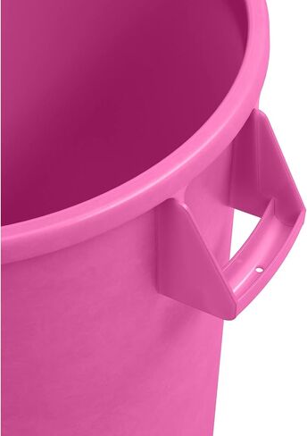 Carlisle FoodService Products Bronco Bright Pink 32 Gallon Round Waste Bin Trash Container - 84103226 - Pack of 4 in Saudi Arabia