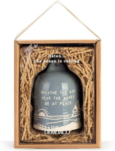 Hear The Waves Be at Peace Ocean Blue 4.5 inch Ceramic Stoneware Decorative Bell in Kuwait