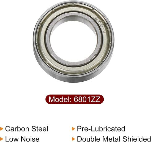 HARFINGTON 4pcs 6801ZZ Deep Groove Ball Bearings 12mm Bore 21mm OD 5mm Thick Chrome Steel ABEC5 Double Shielded Bearing for Motors Pumps Conveyors in Saudi Arabia