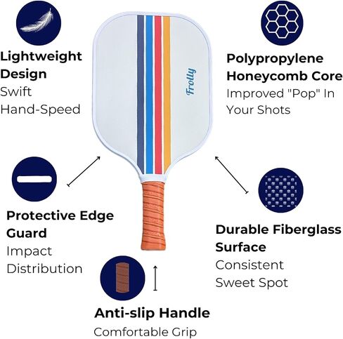 Pickleball Paddle - Fiberglass Honeycomb Core - Single Pickle Ball Racket - USAPA Standards - Indoor Outdoor Pickleball Paddle for Adults - Includes Paddle Cover in Saudi Arabia