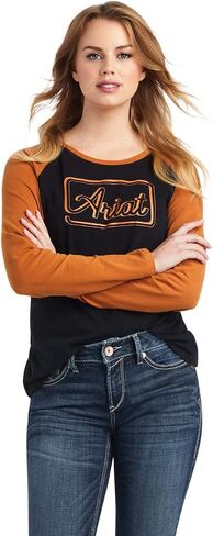Ariat Female REAL Baseball Shirt Black/Roasted Pecan X-Large in Saudi Arabia
