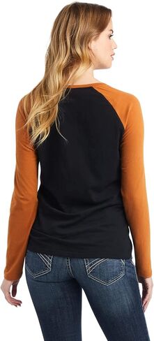 Ariat Female REAL Baseball Shirt Black/Roasted Pecan X-Large in Saudi Arabia