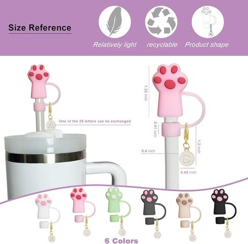 Stanley Cup Accessories 30 & 40 Oz Straw Cover Cap Set Including 9-10mm Topper with 26PCS A to Z Letter Charms Personalize Your Tumbler (Paw print) in Saudi Arabia
