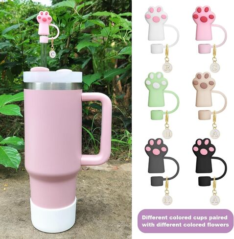 Stanley Cup Accessories 30 & 40 Oz Straw Cover Cap Set Including 9-10mm Topper with 26PCS A to Z Letter Charms Personalize Your Tumbler (Paw print) in Saudi Arabia